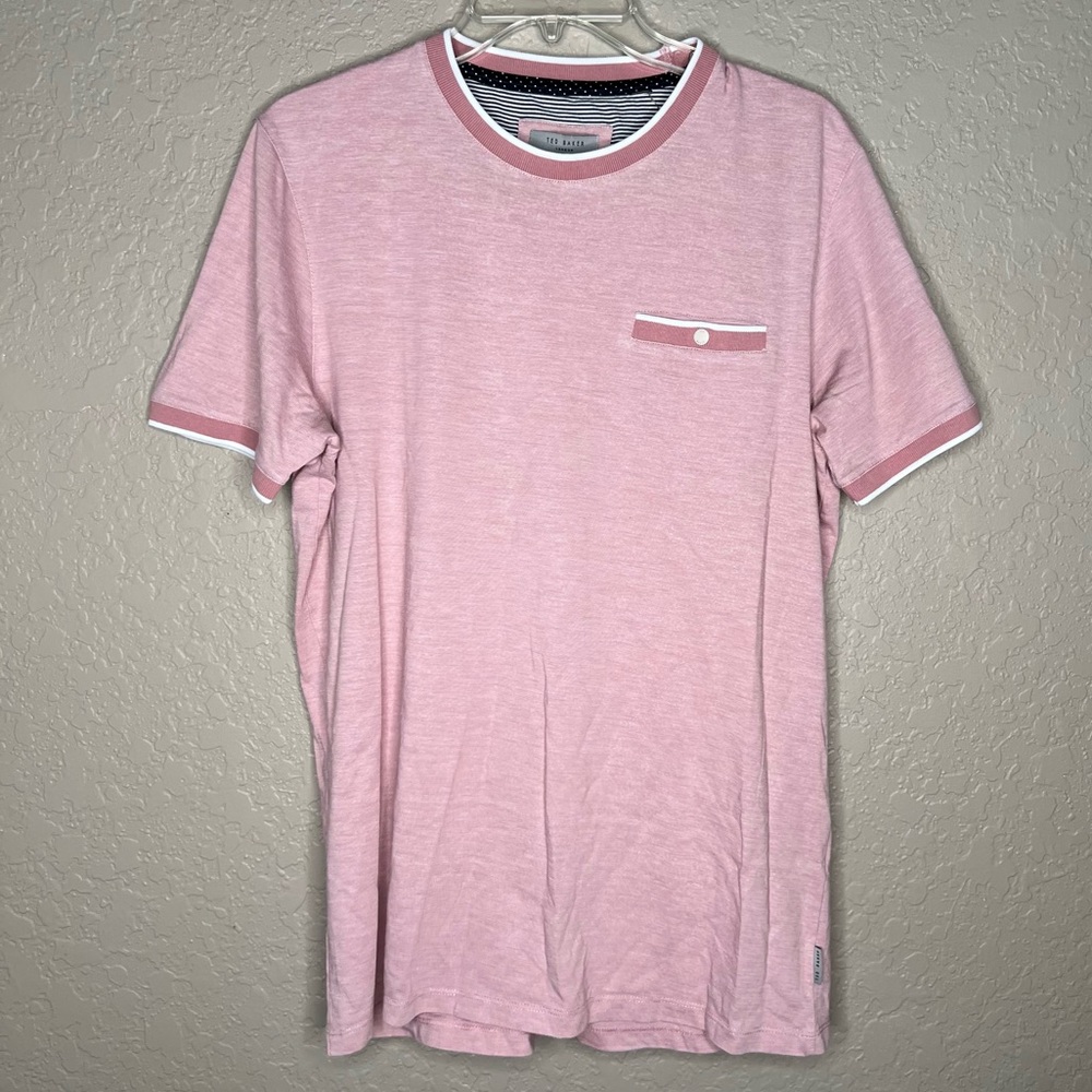Ted Baker Men’s Pink Short-Sleeve Pocket Tee Sz 3 (US M) Beach Summer vacation